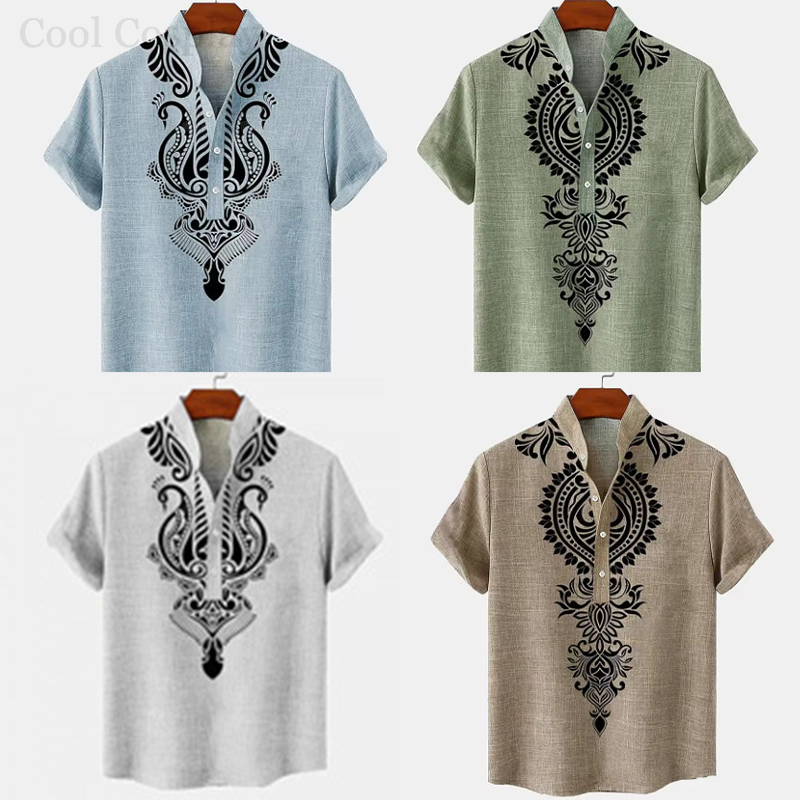 Ethnic Fashion For Men - قميص هينلي رجالي بتصميم عتيق، قميص
