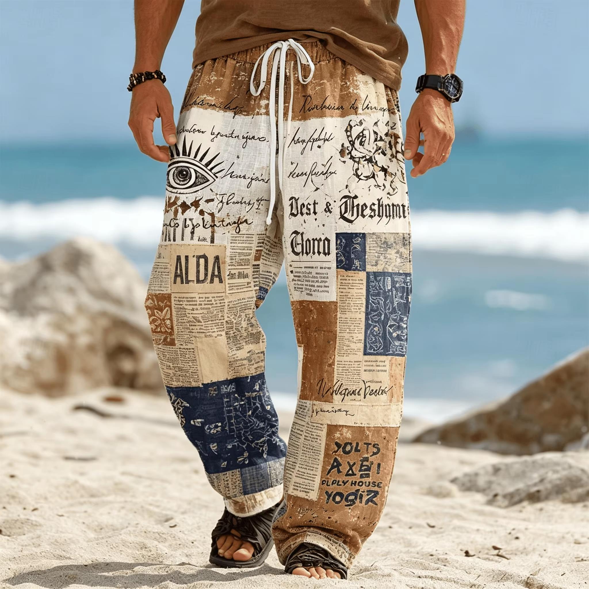 Ethnic Fashion For Men - بنطلون صيفي جديد بتصميم بوهيمي عرقي